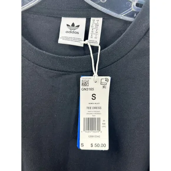 Adidas Black Asymmetrical Tee T-shirt Dress Sz S New Nwt - Picture 6 of 10